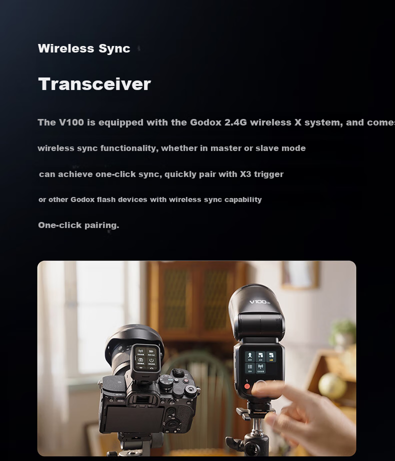 Godox [Flagship New Product] V100C Touchscreen Hot Shoe Flash, High-Speed Sync TTL, Lithium Battery, Hot Shoe Mount, Pocket Light, Portable for Outdoor Shooting And Weddings, Official Standard Configuratio 9