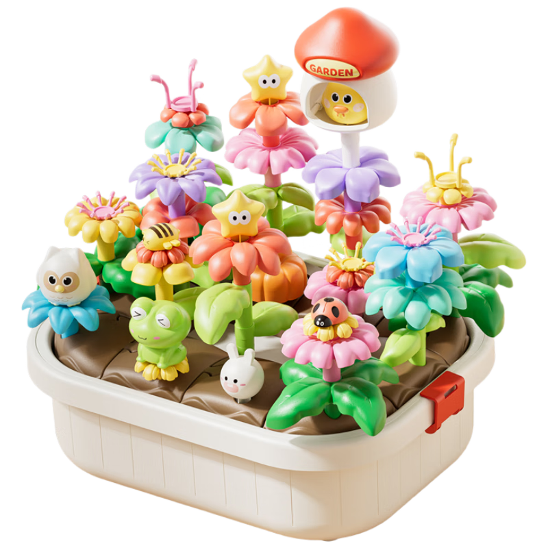 FEELO Large Particle Transformable Building Blocks Toy, Birthday Gift for Boys And Girls, Flower Arrangement Premium Version - 95 Pieces L3100 Box