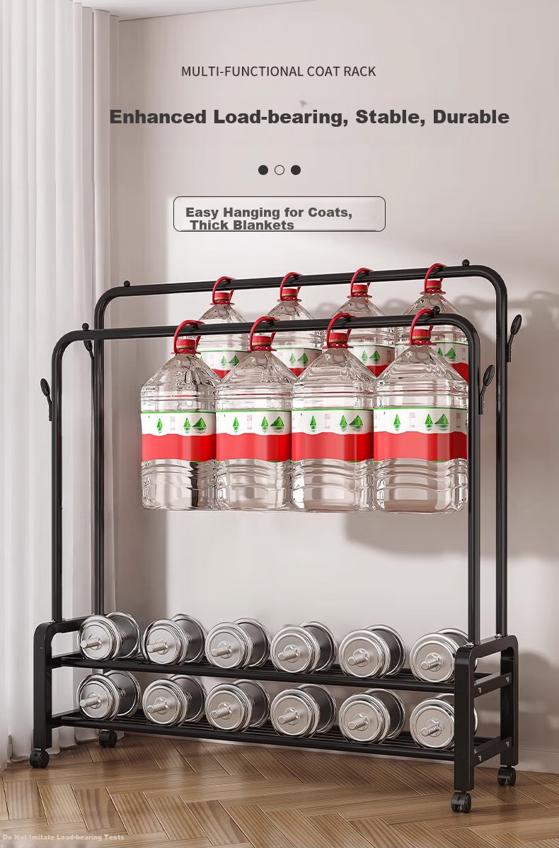Quanpinwu Clothes Drying Rack, Floor-Standing, for Hanging Clothes on Balcony, Indoor, Bedroom, Dormitory, Home Use, Drying Pole, Simple Shoe And Hat Storage Rack 7