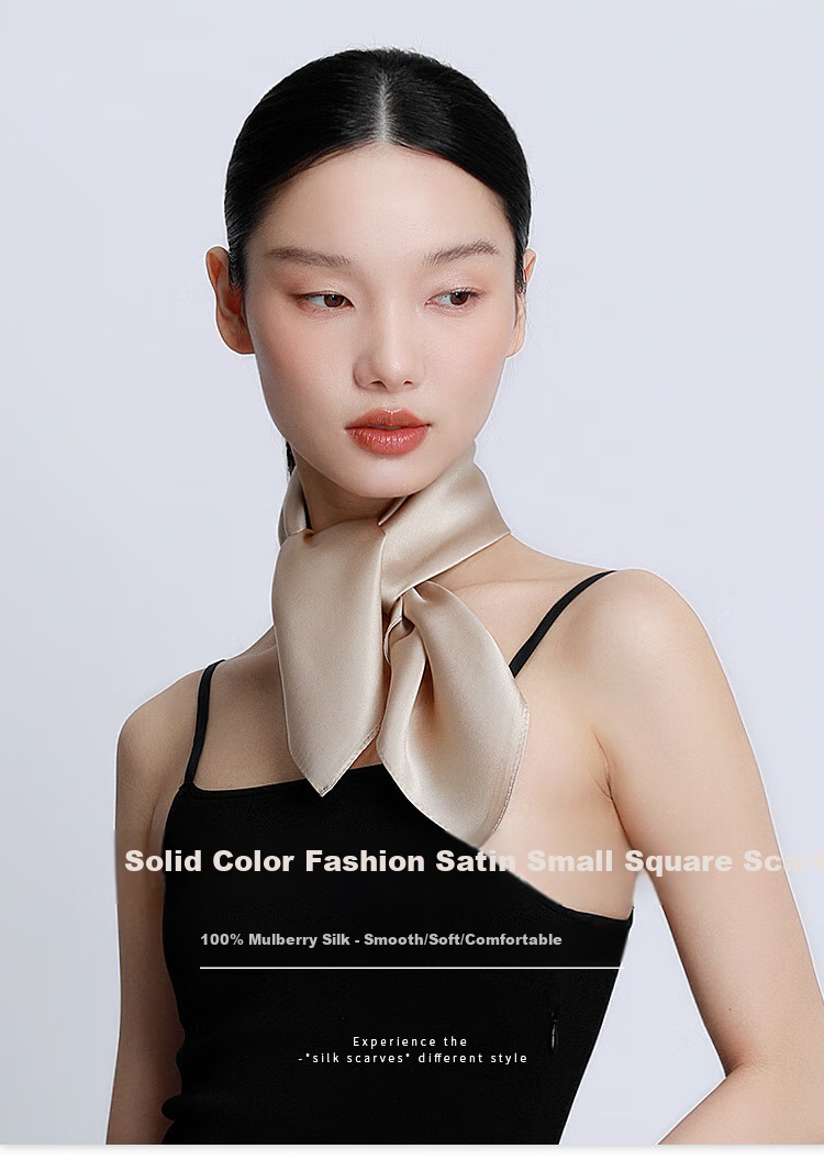 Sijie [High Value for Money] Silk Scarf for Women, 100% Mulberry Silk Scarf, Solid Color Necktie, Mid-Autumn Festival Gift 2