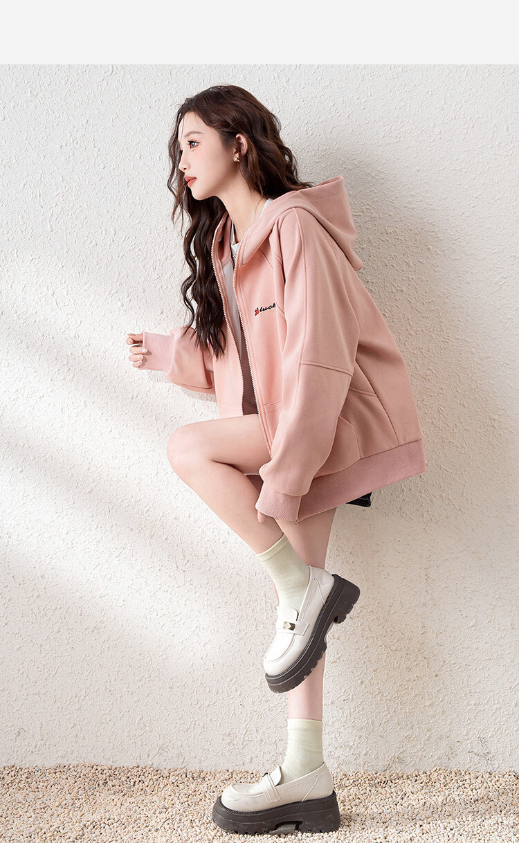 TonLion 2025 Spring Women's Hooded Short Letter Print Sweatshirt Jacket Off-White L 1