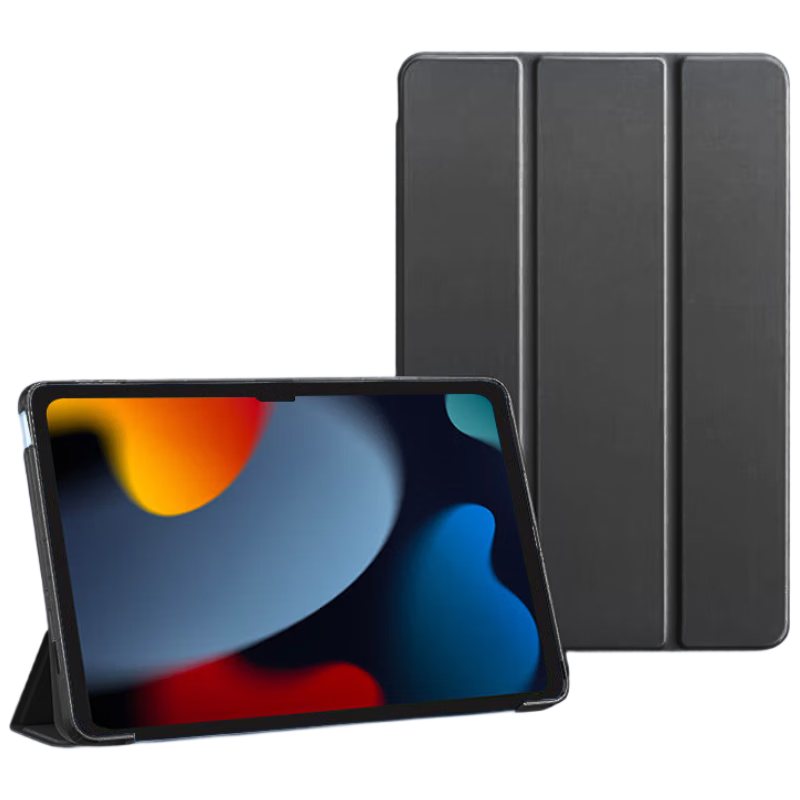 HBOALG IPad Case Compatible with IPad 7th/8th/9th Generation, 10.2-Inch Protective Cover, Slim Full Protection Shockproof Tri-Fold Stable Support Silicone Soft Case, Black