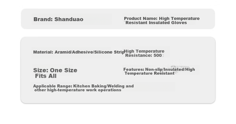 Shandouao Heat-Resistant Gloves, 500 Degrees Insulation Anti-Scalding SD-GW400 Non-Slip Gloves, 1 Pair 8