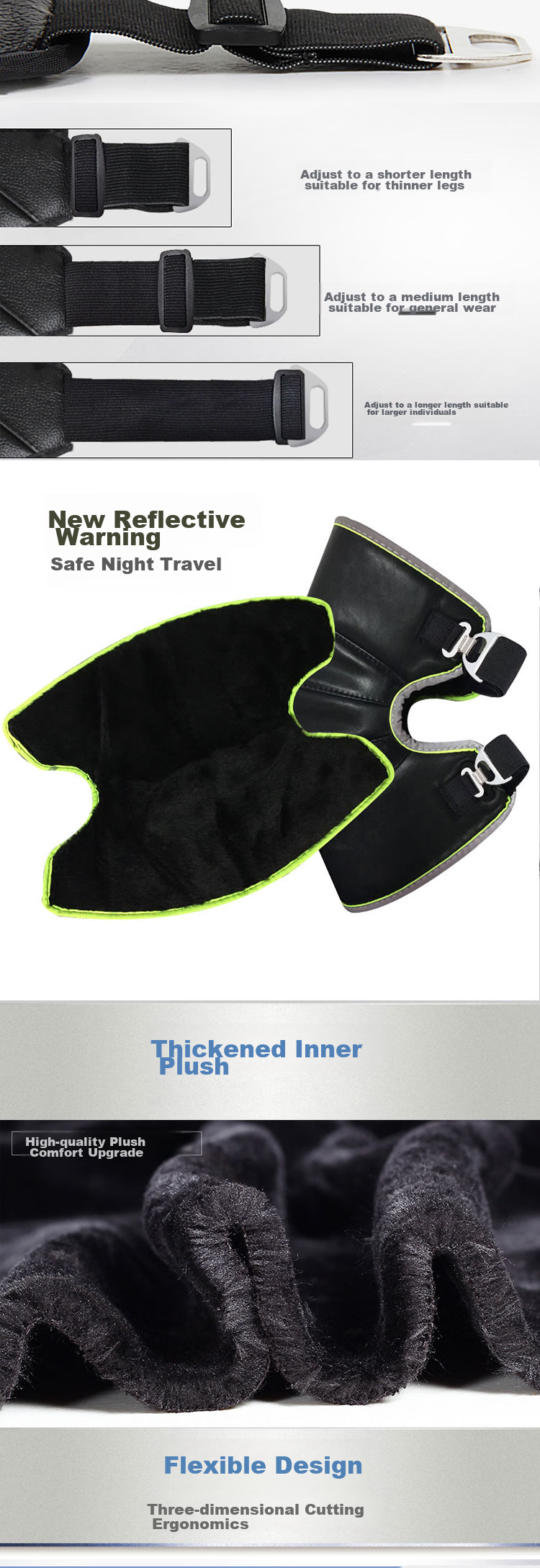 BWNK Winter Cold-Resistant Short Cycling Knee Pads, Thickened Windproof Protective Gear for Electric Bikes, Motorcycle Leg Guards And Knee Pads 2