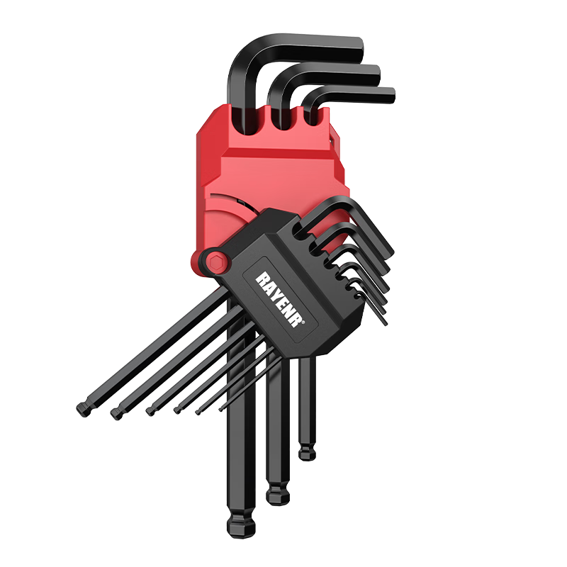 Ruineng Ball-End Hex Key Wrench, Hex Screwdriver, Universal Wrench Set [Extra Long Flat And Ball Dual-Use], 9-Piece Set