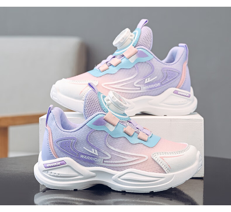 Warrior Girls' Sports Shoes Spring And Autumn Lightweight Soft-Soled Casual Running Shoes WZ(CL)-1071 Pink/Purple 31 6