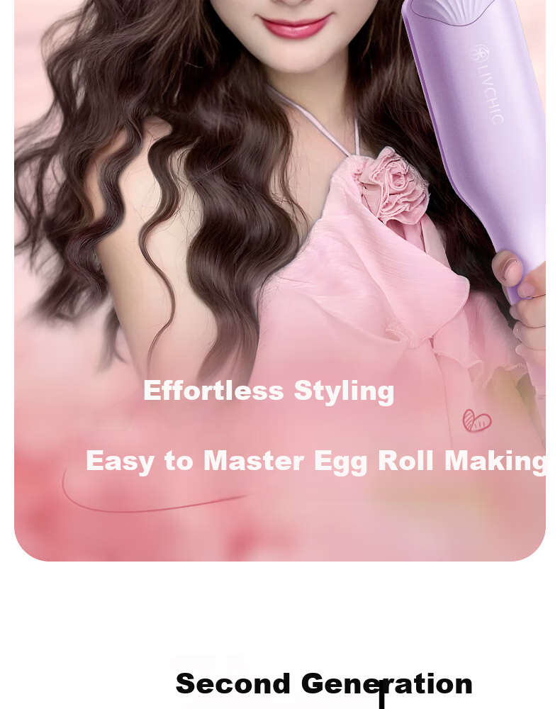 LivChic Egg Roll Hair Curler, 32mm Volumizing Egg Roll Clip, French-Style Egg Roll Curler, Big Wave Hair Tool, Hair Clipper, Straightening Iron, 520 Gift, Purple S3 II 5