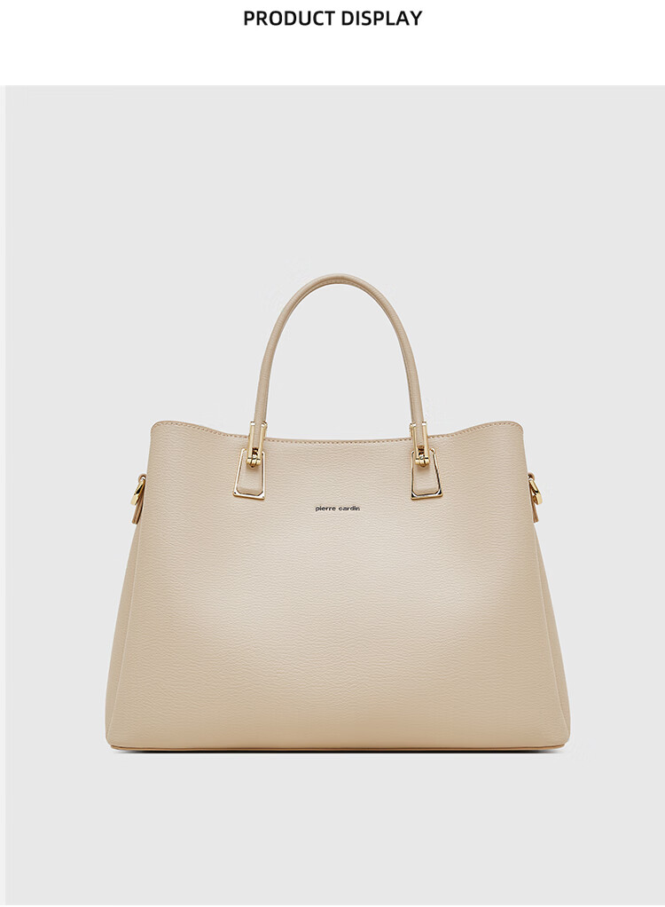 Pierre Cardin Women's Handbag, Holiday Birthday Gift, High-Quality Fashion Cowhide Tote Bag, Shoulder Crossbody Bag, Apricot Color, Gift Box Included 1