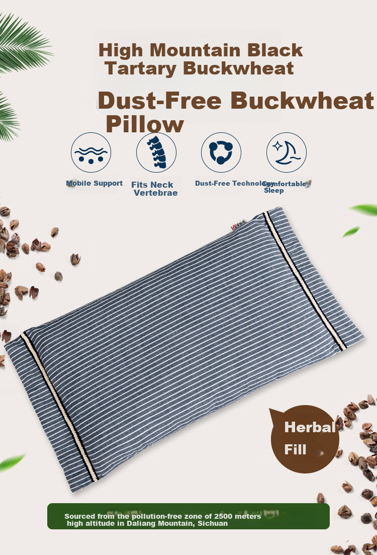 Shuguoyu 3.5 Jin (7.75 Lbs) Full Buckwheat Hull Cervical Pillow, Comfortable Summer Sleep Pillow Core, for Students And Adults, Single Hard Pillow 1