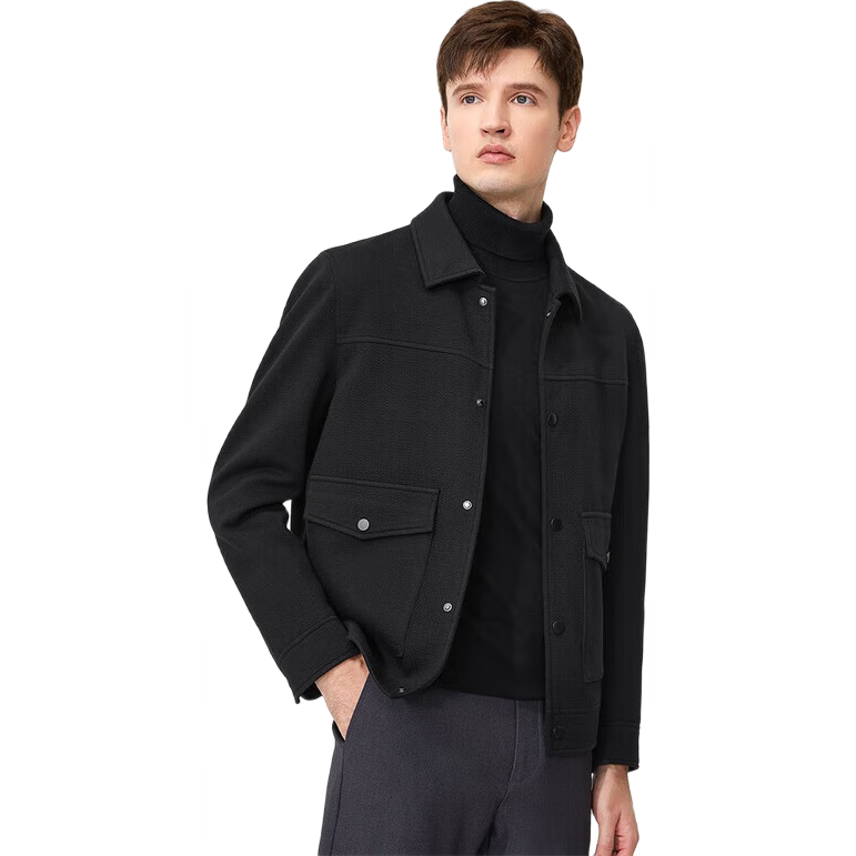 Goldlion GY [Containing Cotton And Wool] Men's Jacket, Autumn And Winter Lapel Jacket, JWF1799-LK120 Black, 1XL