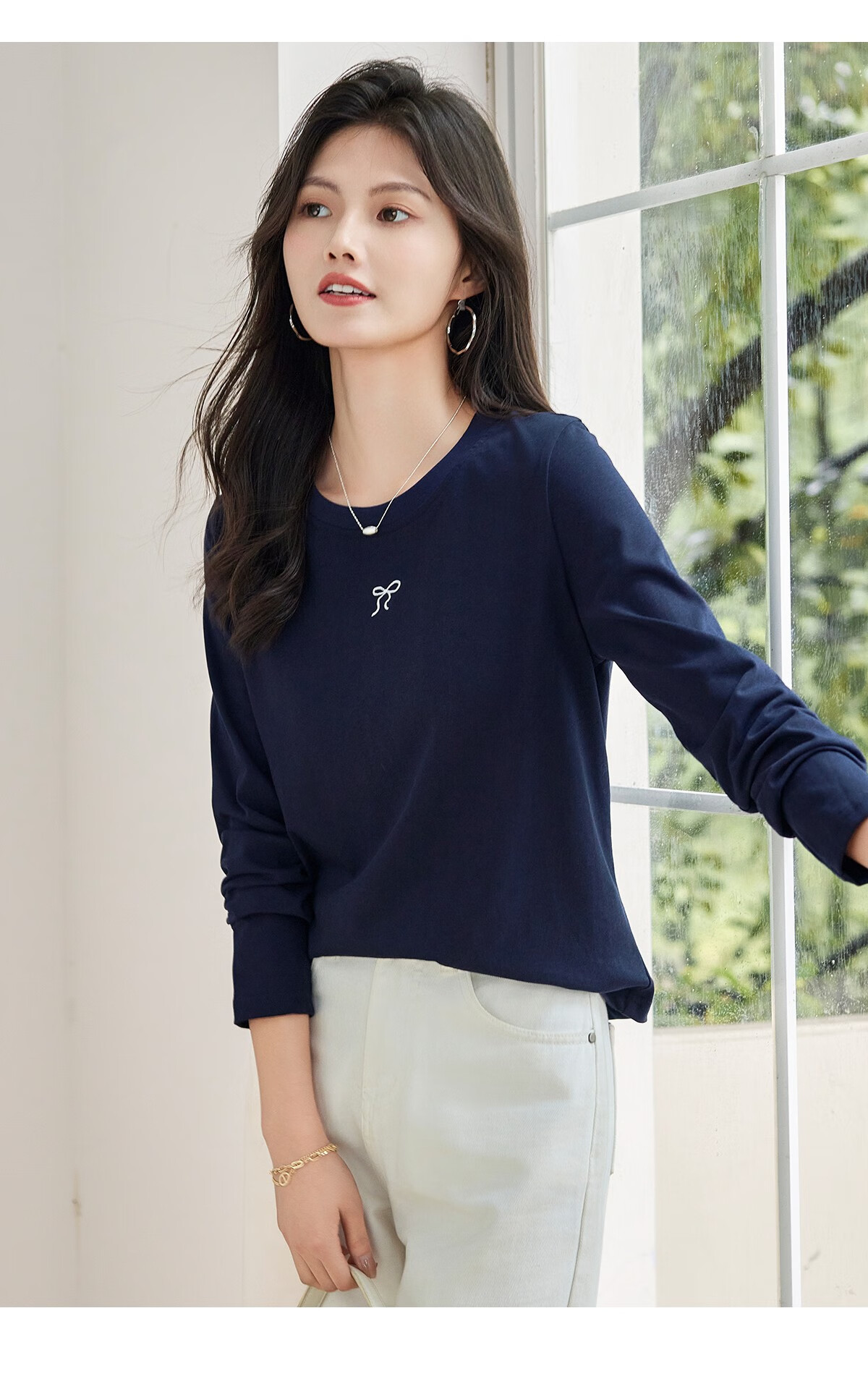 Taxiang Women's Short-Sleeve T-Shirt, Round Neck, Casual Versatile Embroidered Top, Ladies' T-Shirt, Simple Short-Sleeve Undershirt T143T1390 32