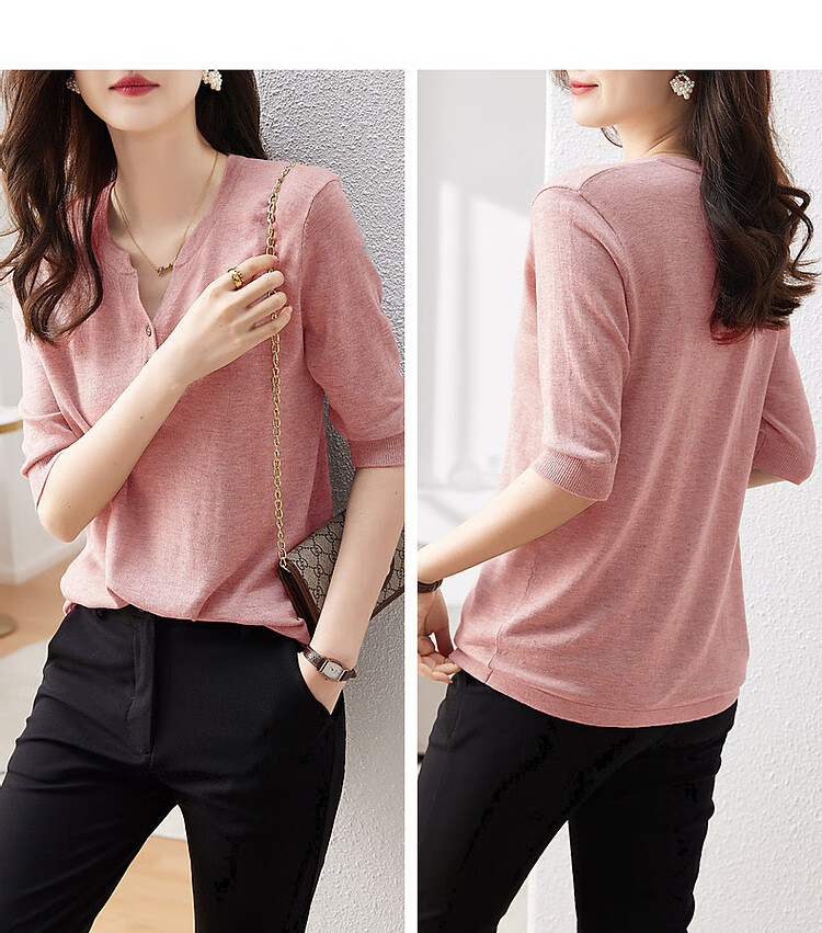Dme [Baohe Milk Cheese] Spring And Summer Semi-Sheer Cardigan, Five-Quarter Sleeve, Petite Knit Sweater for Wome 11