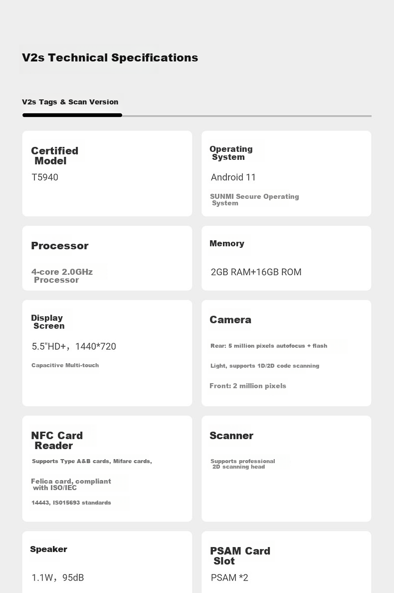 Sunmi V2s Standard Edition Handheld Thermal Printer for Mobile Ordering, Cashier, Queue Numbering, Meituan Takeout, Ele.me - Open Version 2+16GB 13