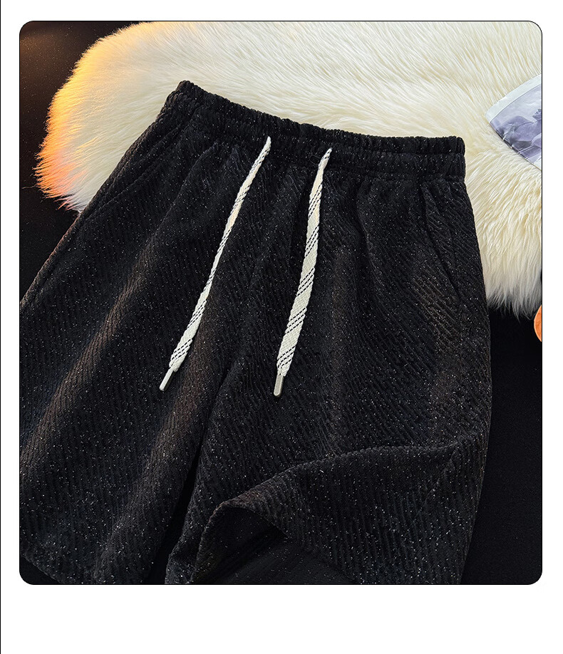 POUM American-Style Trendy Shorts for Men, Summer Casual Ice Silk Sports Beach Shorts, Style 6678, Black, Size L 12