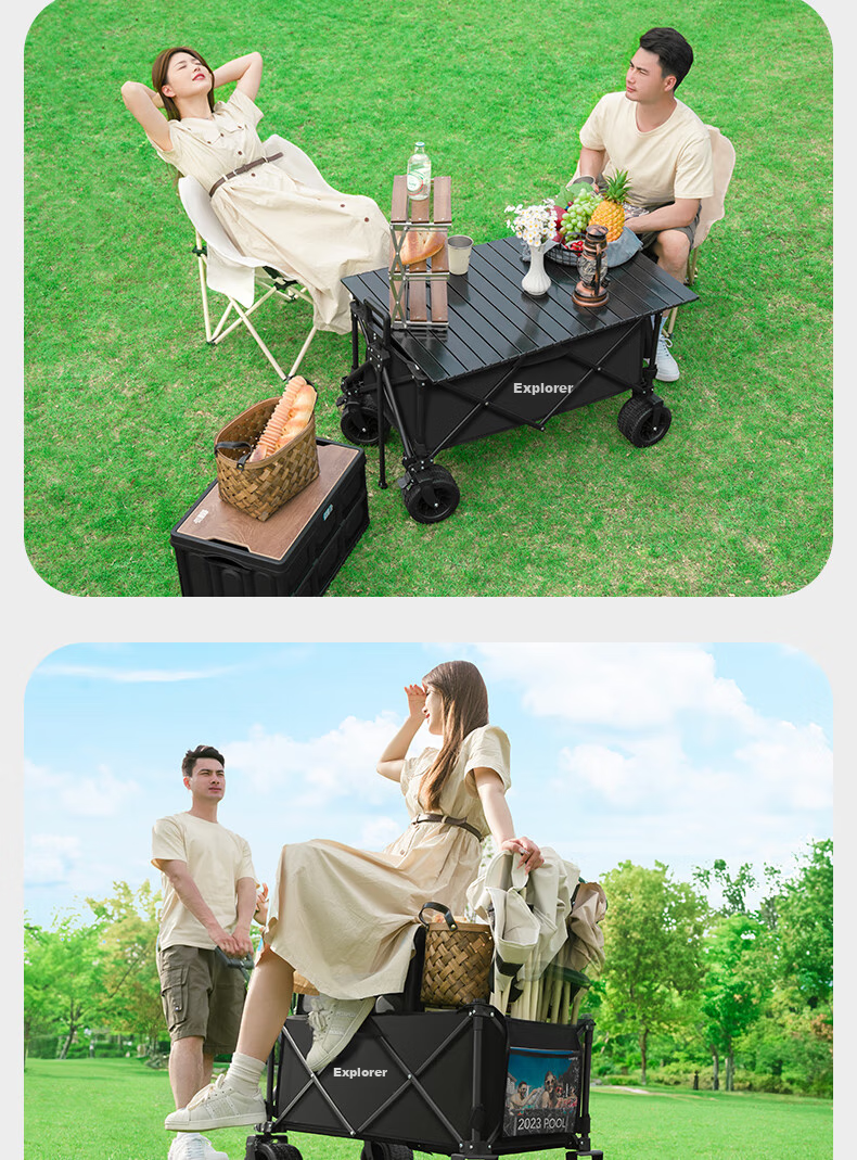 TAN XIAN ZHE Camping Cart Trolley Campsite Cart for Vendors, Kids, Grocery Shopping, And Pet Supplies 18
