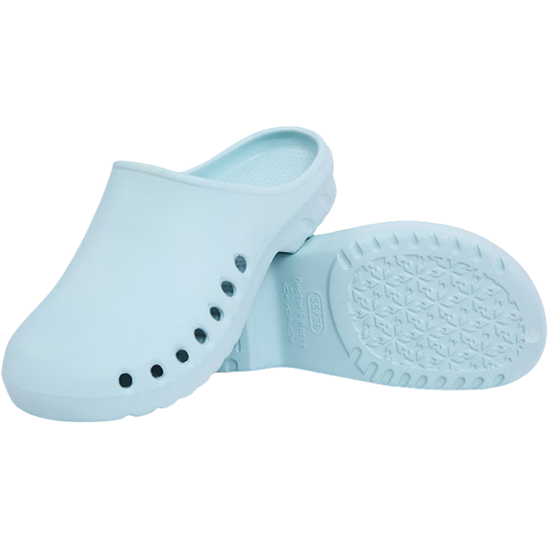 Pinzhide Surgical Shoes, Laboratory Perforated Shoes, Lightweight Non-Slip Work Slippers, Closed-Toe Breathable Odor-Resistant, Bean Paste Green, Size 35-36