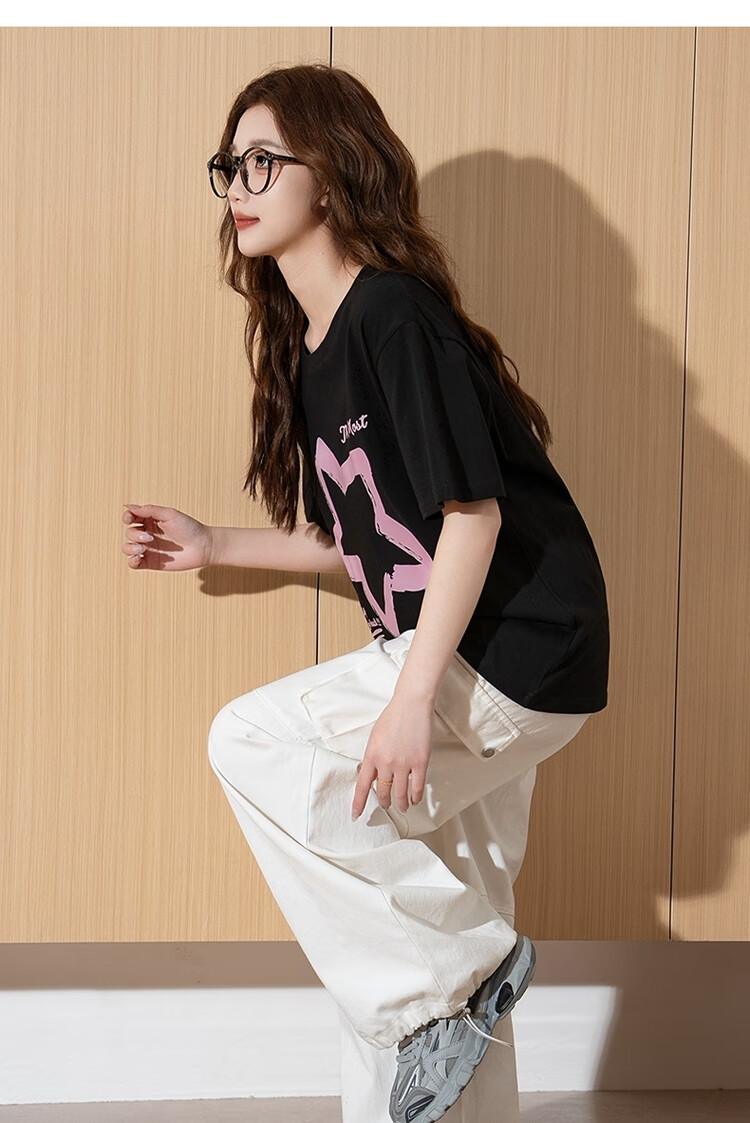 TonLion , 2026 Summer Women's Fashion Trendy Front Chest Print Short-Sleeve T-Shirt 5