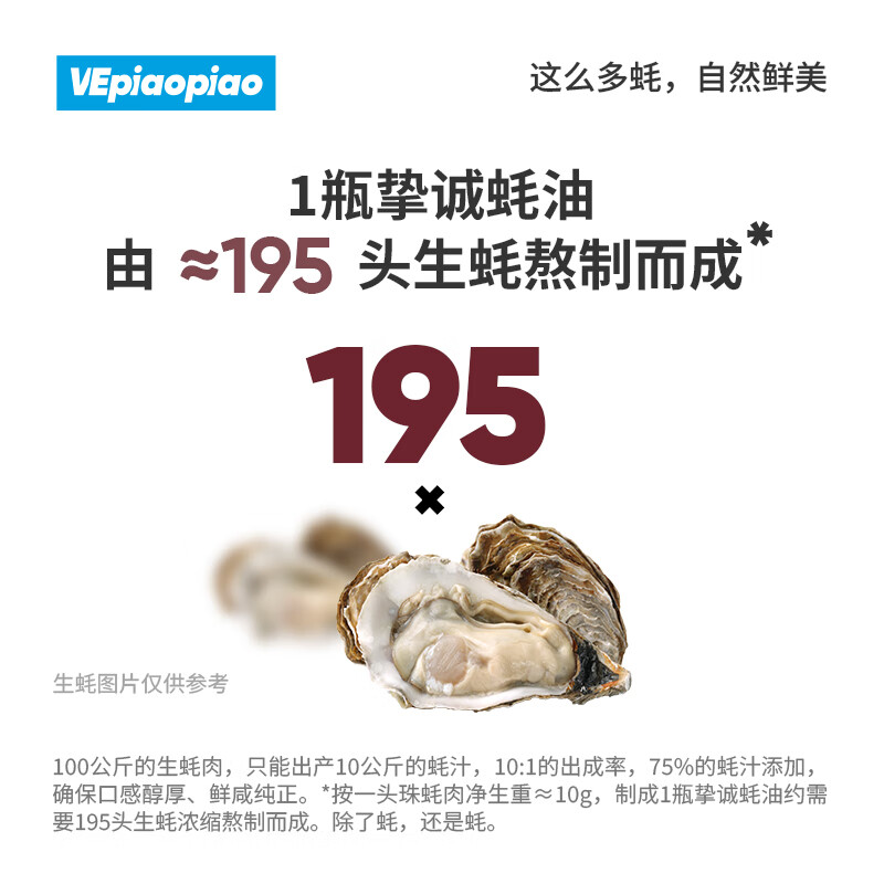 VEpiaopiao 配料干净蚝油挚诚蚝油 75%蚝汁占比 0脂肪 净含量260g/瓶
