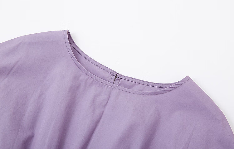 Dme [Will Breathe Cotton] Spring And Autumn French-Style Relaxed Round Neck Smock Waist-Cinching Drop Shoulder Slimming Shirt Women's Top 23