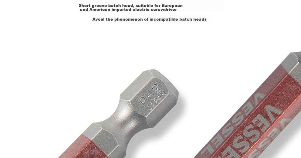 VESSEL Weiwie Screwdriver with Magnetic Tip, Single-Head Screwdriver Bit, Long And Short Groove Phillips Head PH2X100mm, 2-Piece Set 12