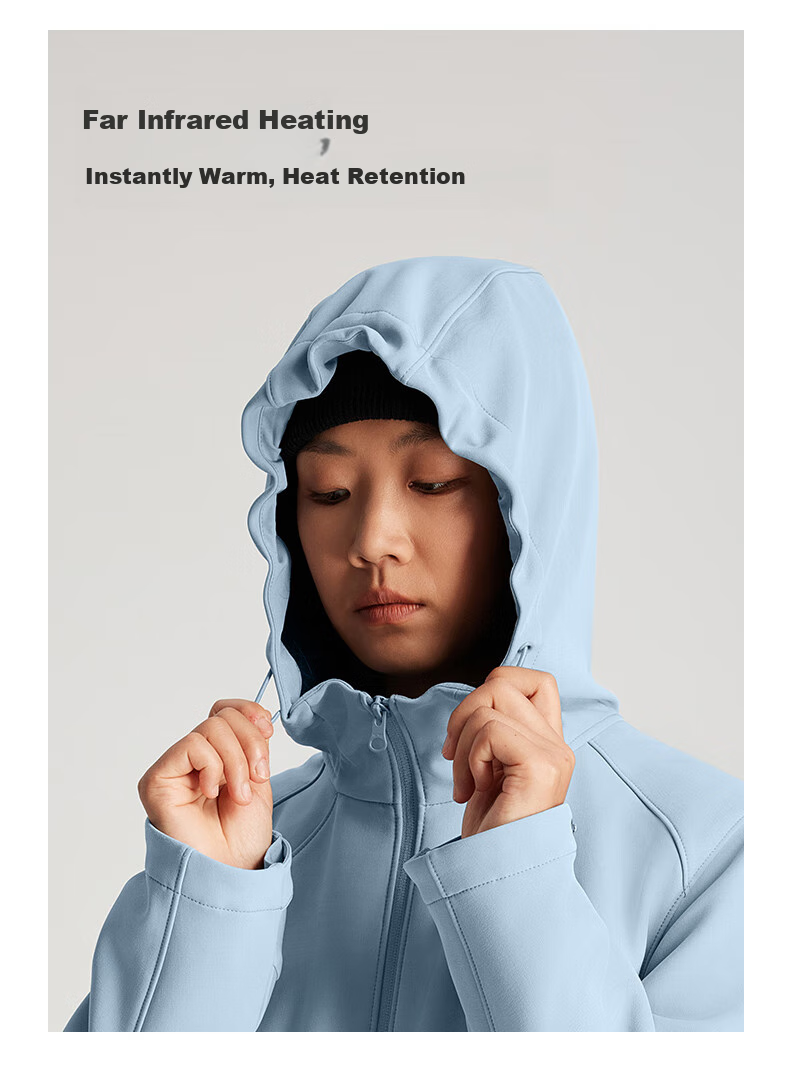 TECTOP Soft Shell Jacket, Fashionable Windproof Breathable Wear-Resistant Coat, Hooded Sports Windbreaker, Cloud Ink Black, M 10