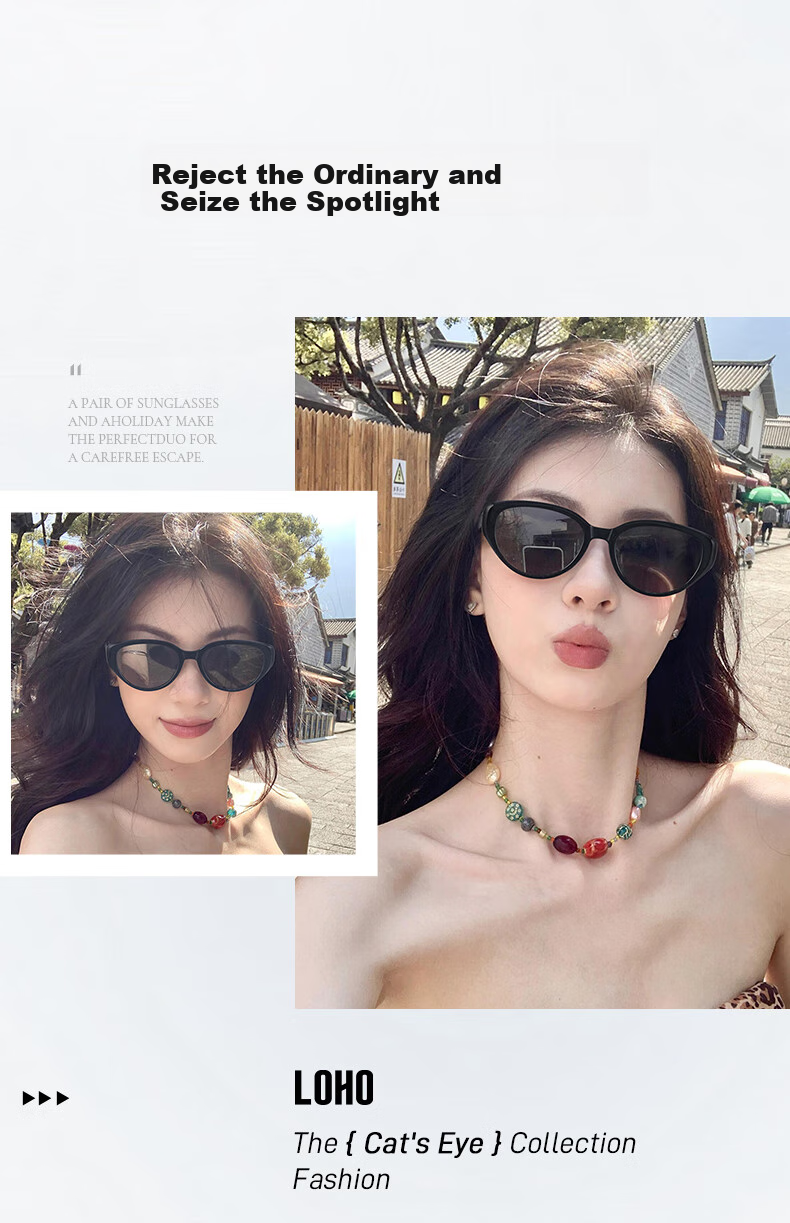 LOHO Cat Eye Sunglasses for Women, Round Face Sun Glasses, Travel Photography, High-End Look, Driving-Specific UV Protectio 4