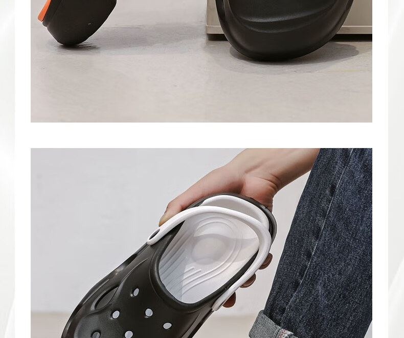 Huameijianbu Men's Outdoor Quiet Thick-Soled Non-Slip Beach Sandals with Perforated Design, HM2426 White And Black, Size 40-41 25