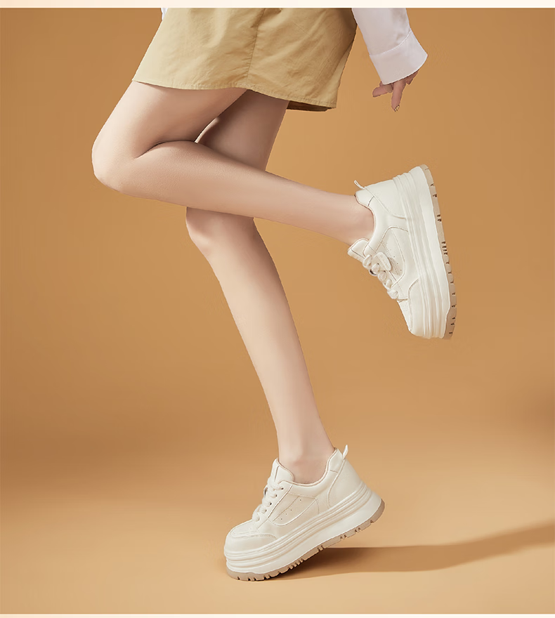 DAPHNE Thick-Soled White Sneakers for Women, 2026 New Summer Lace-Up Shoes, Fashionable Versatile Canvas Shoes for Wome 10