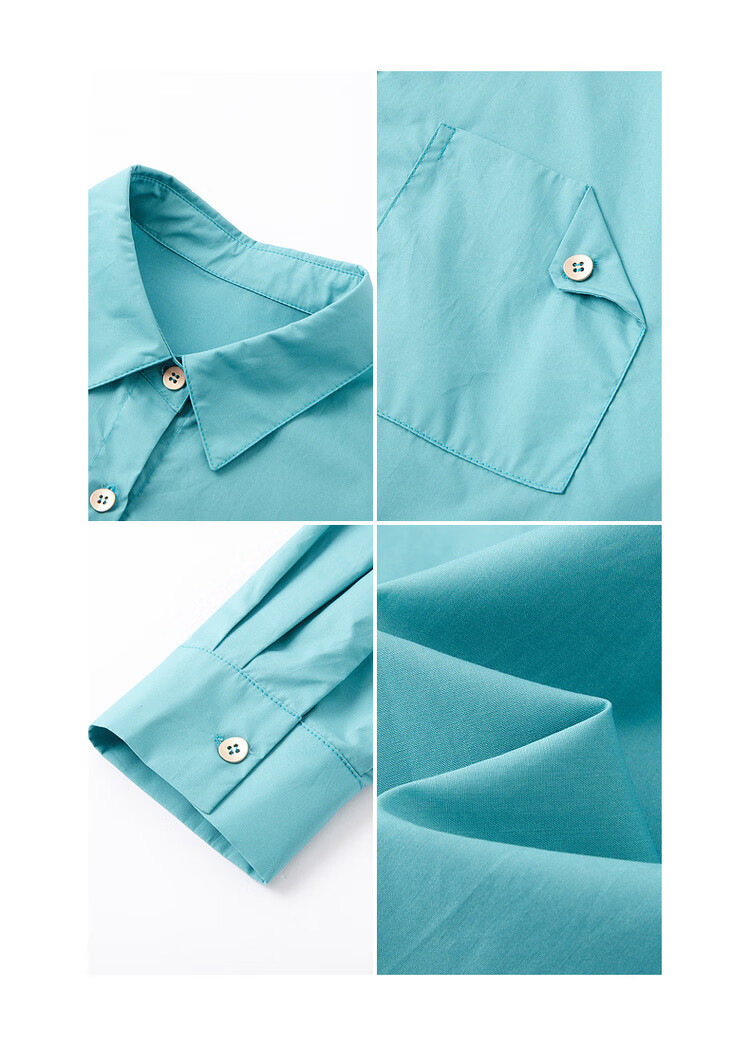 Dme [Oxygen Sensing Pure Cotton] Spring And Autumn Simple Style Three-Dimensional Lapel Long-Sleeve Shirt Layered Fitted Blouse Women's Top 8
