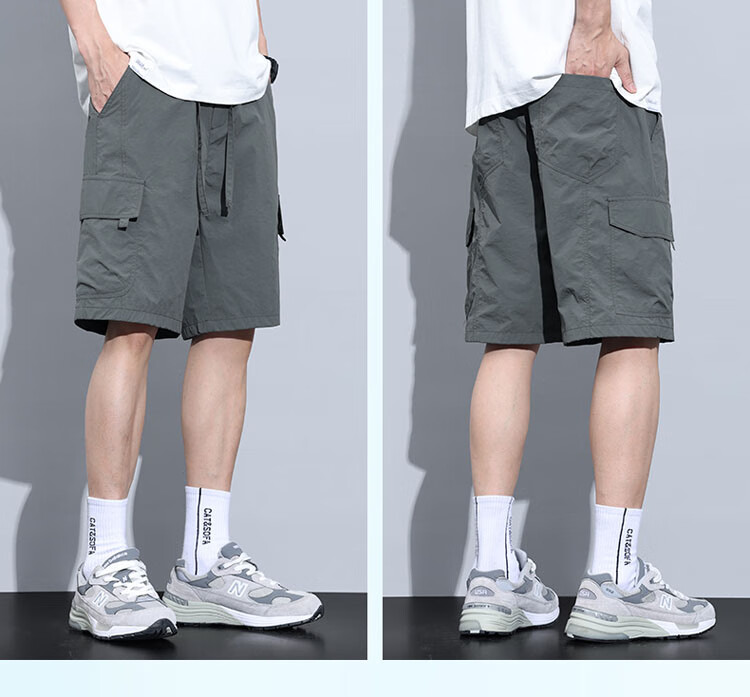 JEEP SPIRIT Ice Silk Cargo Shorts for Men, Summer Lightweight Loose-Fit American-Style Casual Five-Point Pants, Royal Blue, L 13