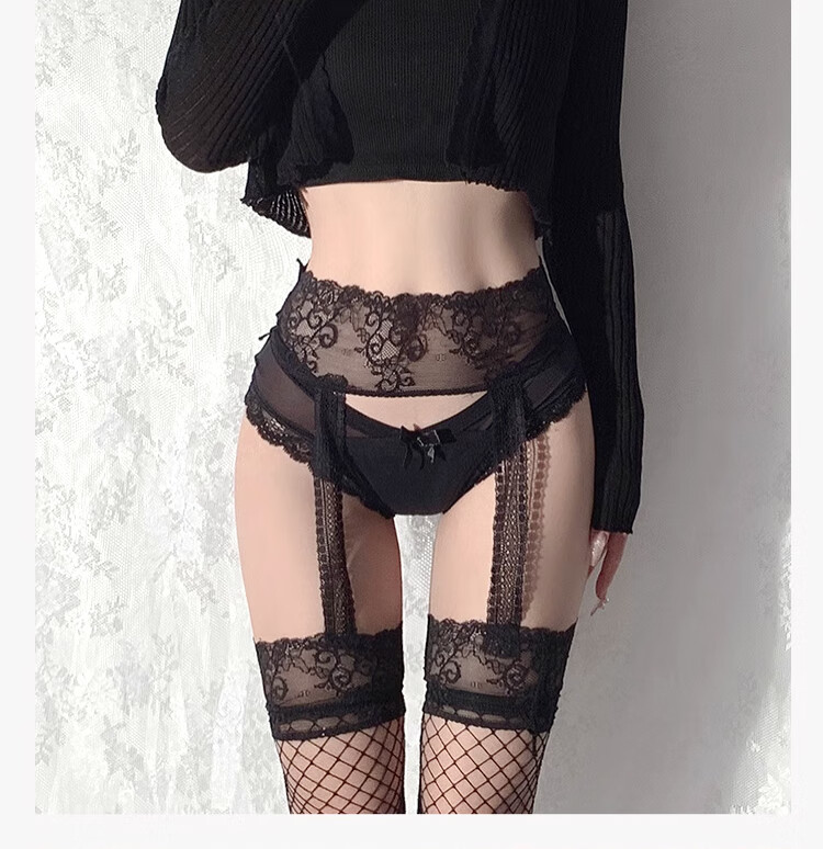 LangSha Spring Summer New Thin Mesh Lace Trim Sexy Pure Desire JK Suspender Fishnet Stockings 9
