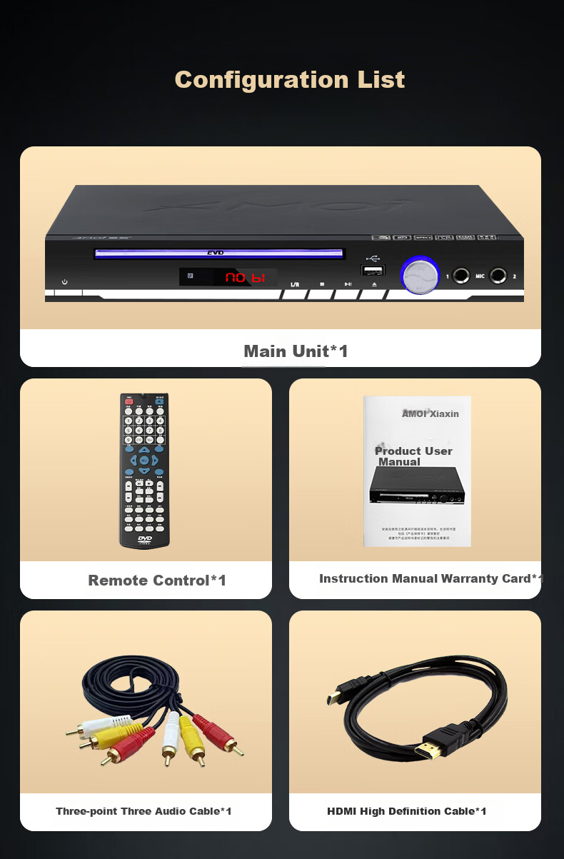 Amoi SA-891 DVD Player CD VCD DVD Qiaohu Player Disc Player Optical Drive USB MP3 (Black) 13