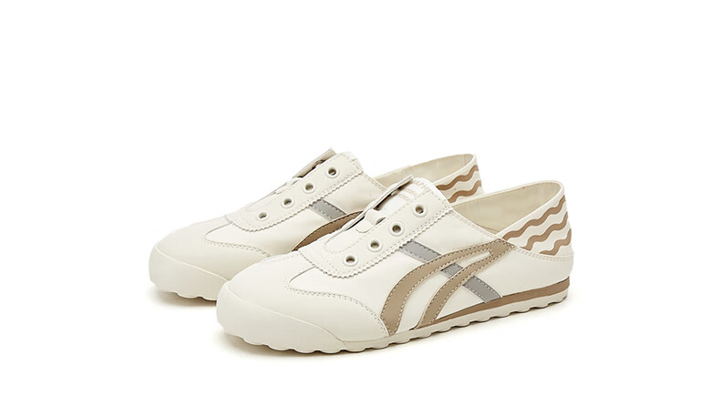 DAPHNE Slip-On Training Shoes for Women, Flat Two-Way Wear, Casual Sports Shoes, Comfortable Versatile White Sneakers for Women, Beige, Size 35 15