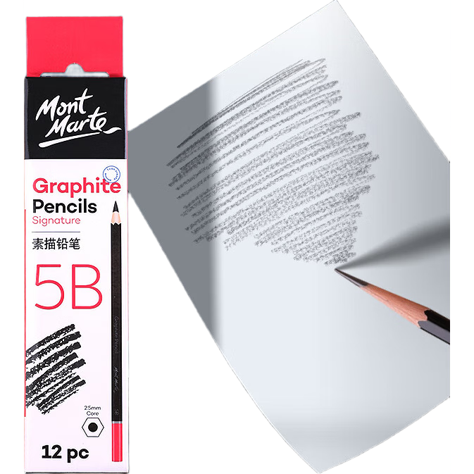 Mont Marte 5b Sketch Pencils, 12 Pieces in Box, Art Drawing Charcoal Pencils, Sketching Pencils for Students Beginners, Practice Sketching Pencils for Outdoor Painting, Specialized Drawing Pencils PNX0014 Art Sketching