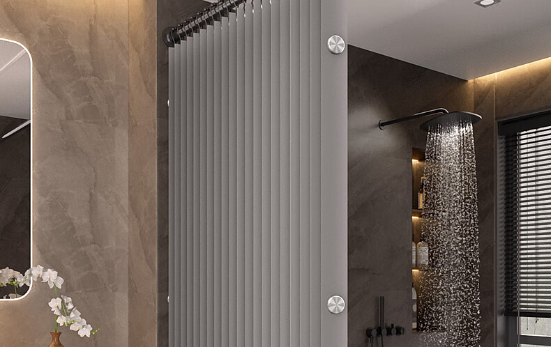 Mercury Home Textiles Mold-Resistant Bathroom Shower Curtain Foldable Magnetic Partition High-Grade Waterproof Shower Curtain Dry-Wet Separation Single Panel 2