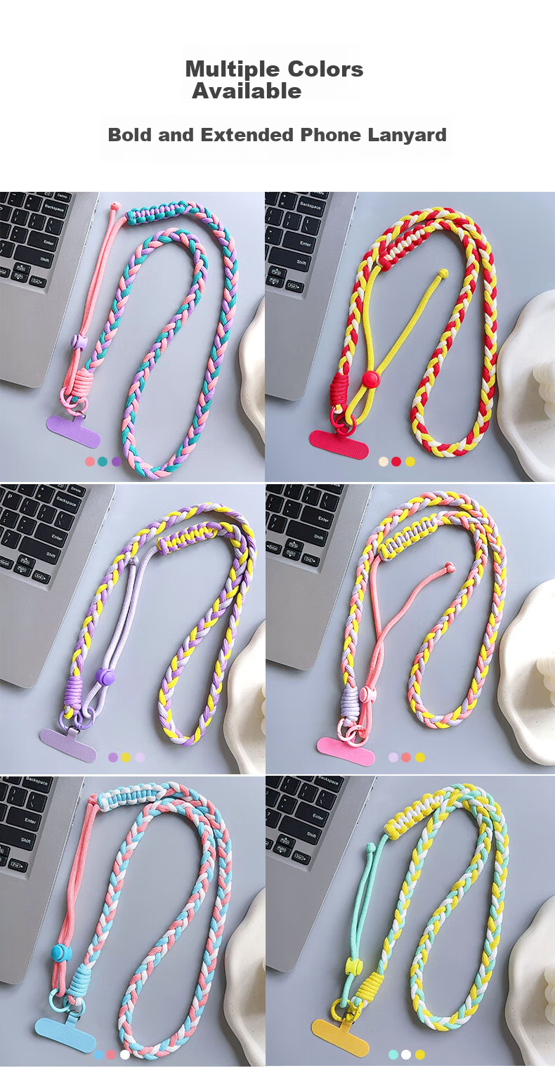 BZBC Phone Lanyard, Neck Strap, Crossbody Strap, Wrist Strap, Adjustable, Retractable, Anti-Loss, Versatile Phone Case, Durable, Long Style, [Red Yellow White] 10