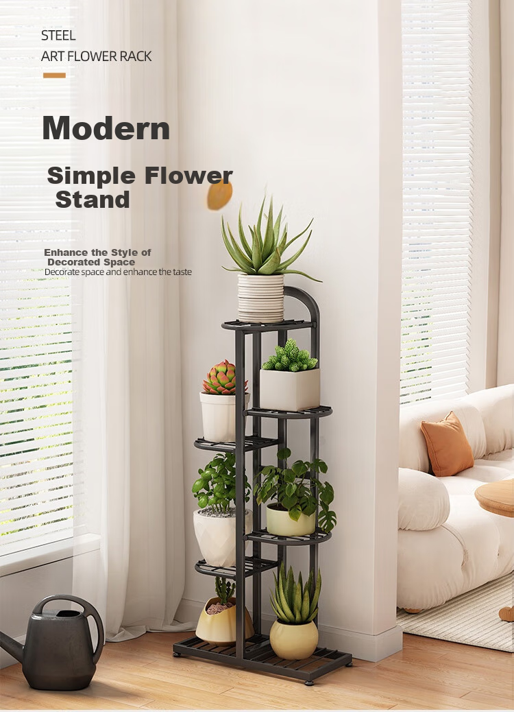 Anerya Multi-Tier Flower Stand, Indoor Home Balcony Decorative Rack, Iron Art Storage Shelf, Living Room Floor-Standing Planter Rack 1
