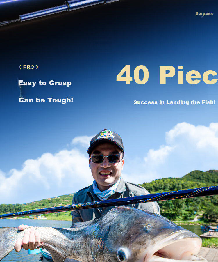 Handing Chao Beyond Lightweight Big Fish Rod, Fishing Pole, Hand Rod, Ultra-Light Platform Fishing Rod, Giant Fish Hand Pole, Carbon Fiber, 6.3m 10