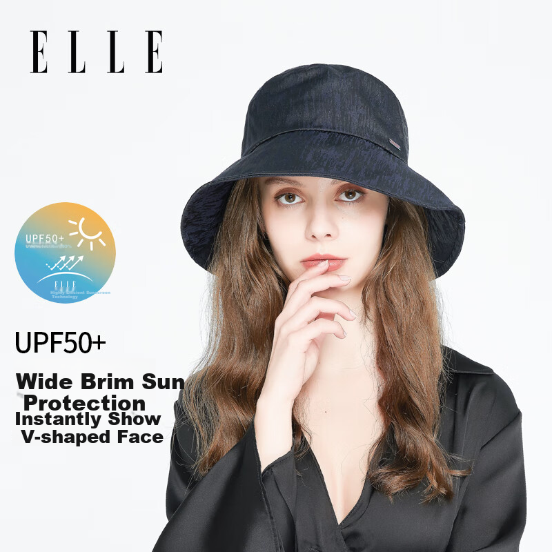 ELLE Sun Hat Gift, Fisherman Hat for Women, UV Protection, Anti-UV Sun Hat, Black Gift for Girlfriend's Birthday