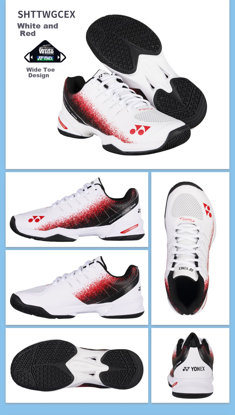 YONEX Tennis Shoes, Non-Slip Shock-Absorbing Professional Competition Training Sports Shoes SHTTWGCEX White/red 40 11