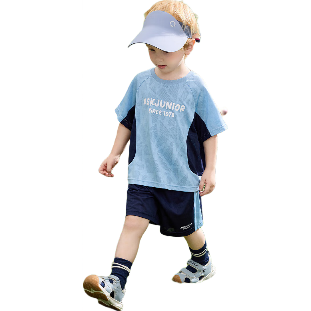 ASK JUNIOR Children's Clothing Set, Summer Wear, Quick-Dry Boys' Running Sports, Infant Short-Sleeve T-Shirt And Shorts, Baby Two-Piece Set