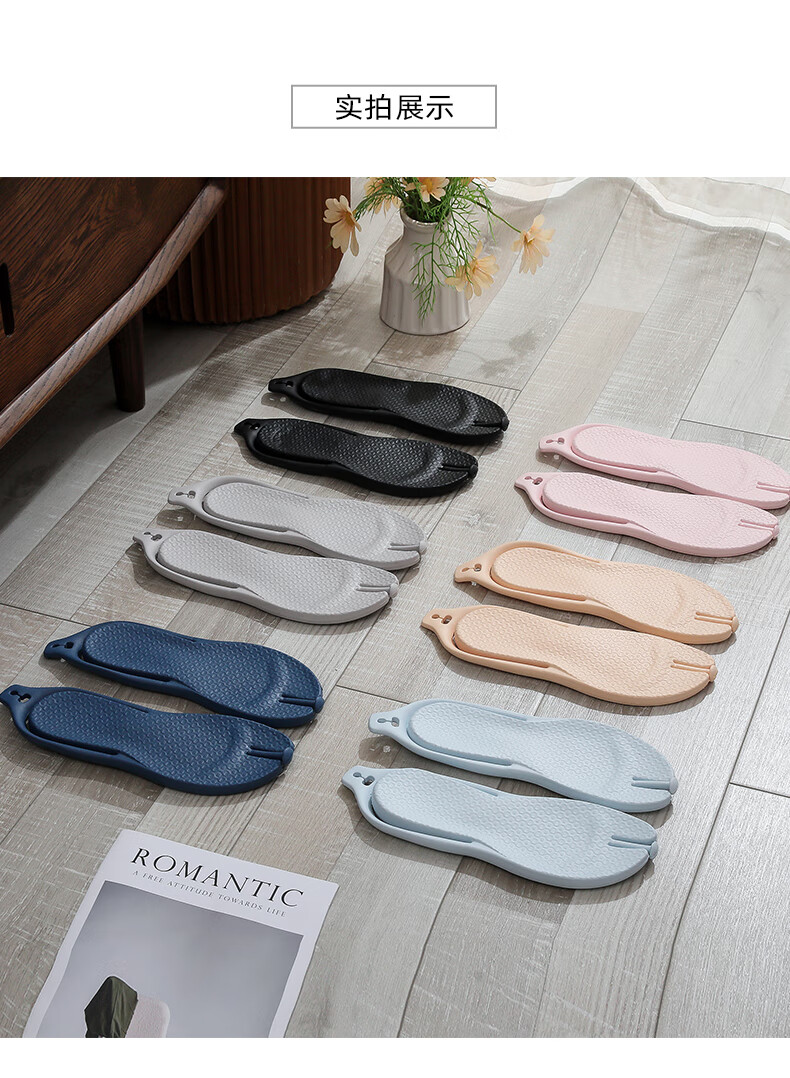 GUOLUOFEI Foldable Travel Slippers for Business Trips, Hotel Bathing, Lightweight Non-Slip Portable Beach Sandals for Men, Navy Blue, Size 37-38 1
