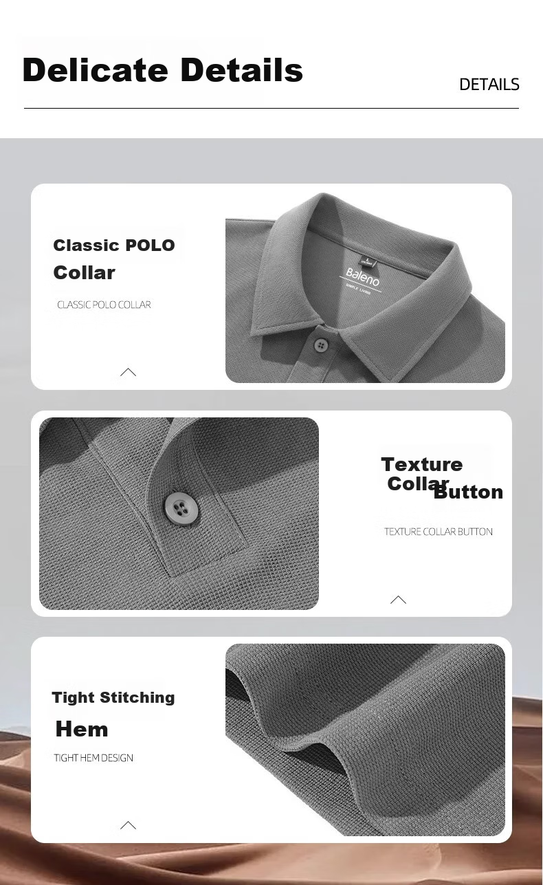 Baleno Waffle-Knit Short-Sleeve Polo Shirt for Men, Summer Collared Trendy Casual Textured Loose Breathable Heavyweight Short-Sleeve Shirt 4