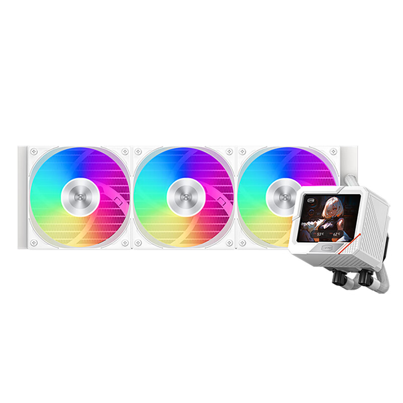 PCCOOLER Bejing GT360 ARGB White All-In CPU Liquid Cooler with 3.5-Inch LCD Screen / Customizable Themes / Compatible with 1851/AM5