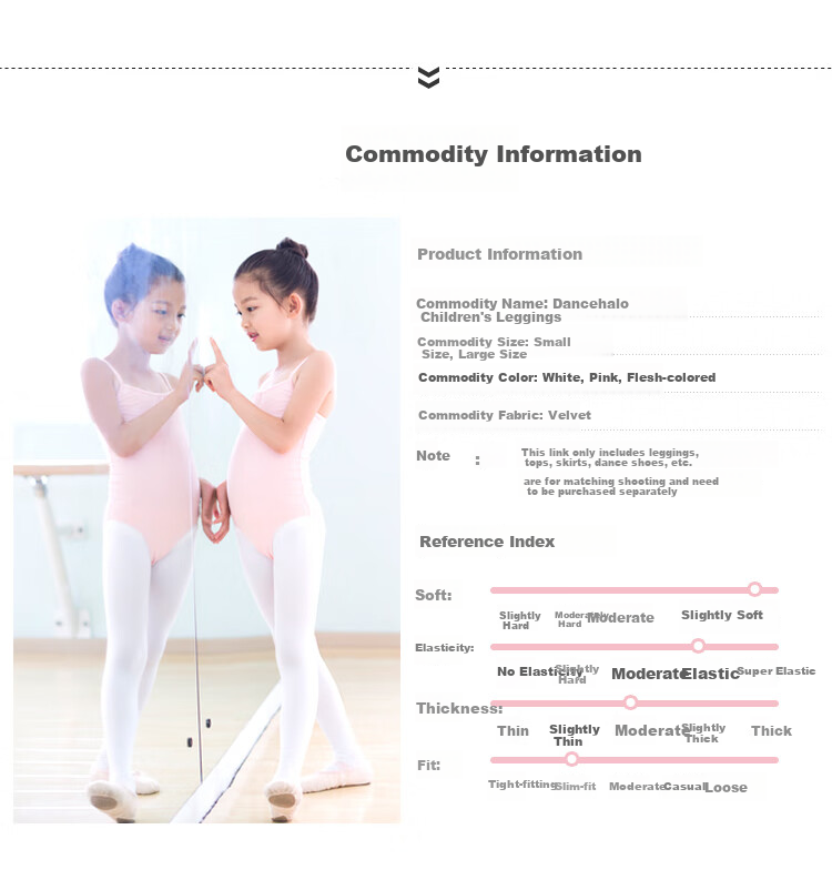 Xiaomoliwudao Children's Dance Tights, Girls' White And Pink Ballet Tights, Practice Leggings, High-Elasticity, Not Tight-Fitting 2
