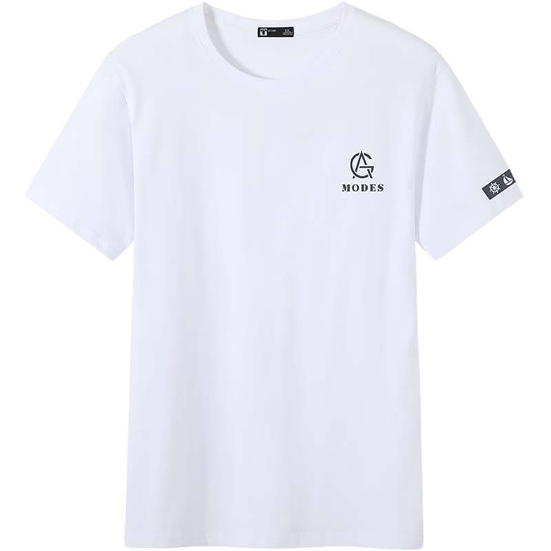 Pioneer Camp Summer Short-Sleeve T-Shirt for Men, Round Neck Loose Casual Student Top, Pure Cotton Printed Menswear, Black, XL
