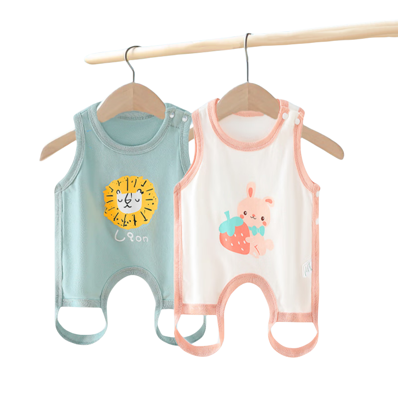 Aibaoshi Baby Belly Cover, Summer Pure Cotton Class A Newborn Onesie, Stomach Protection, Cold Prevention Vest, Lion Pattern, 90cm, T165