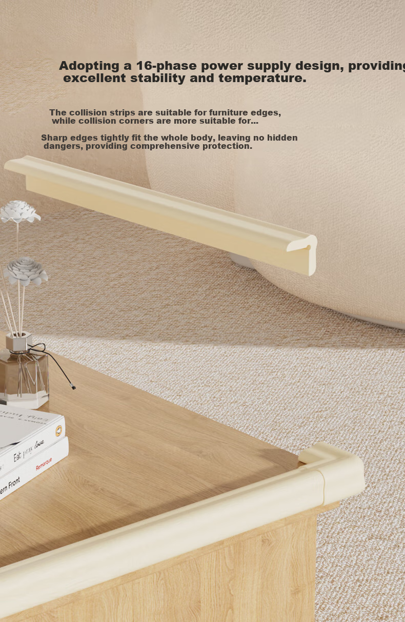 BEIDELI Anti-Collision Strip, Baby Table And Cabinet Corner Protection Bumper, No Glue Required, Widened And Thickened L-Shaped Wood Color, 4 Meters 7