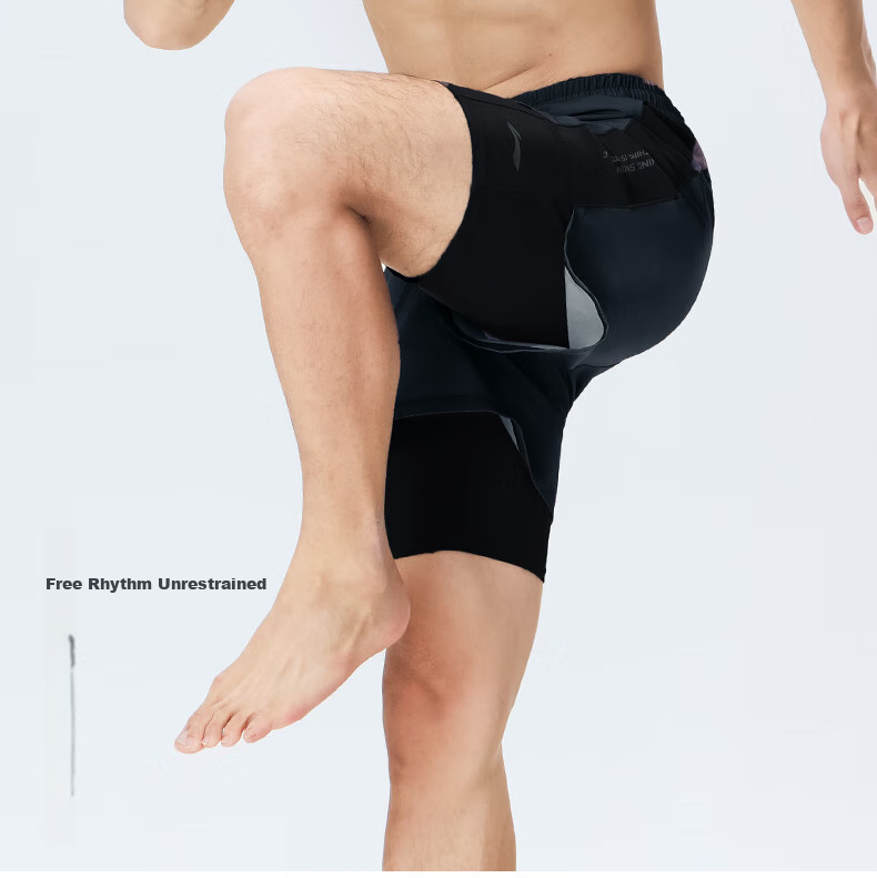 Li-Ning Swimming Trunks for Men, Anti-Embarrassment Loose-Fitting Knee-Length Beach Swim Shorts, Double-Layer Hot Spring Resort Swimwear 0261 Black 2XL 6
