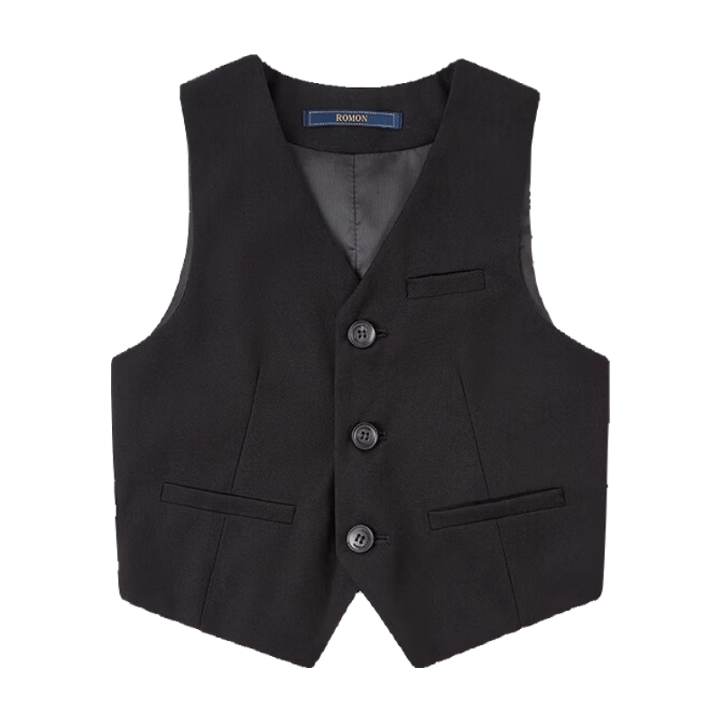 Romon Children's Suit Vest Boys Piano Performance Vest Host Costume Boys Formal Wear Navy Blue 160